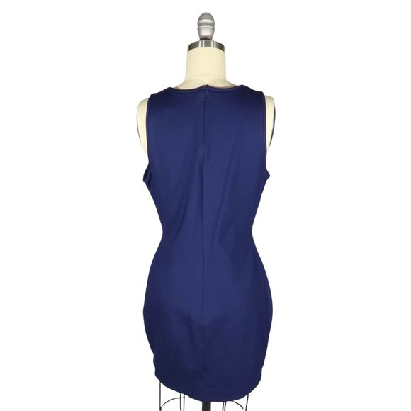 BLACK HALO Size 8 Navy Blue Kaia Scuba Knit Cut Out Hem Bodycon Sheath Dress - Picture 4 of 4